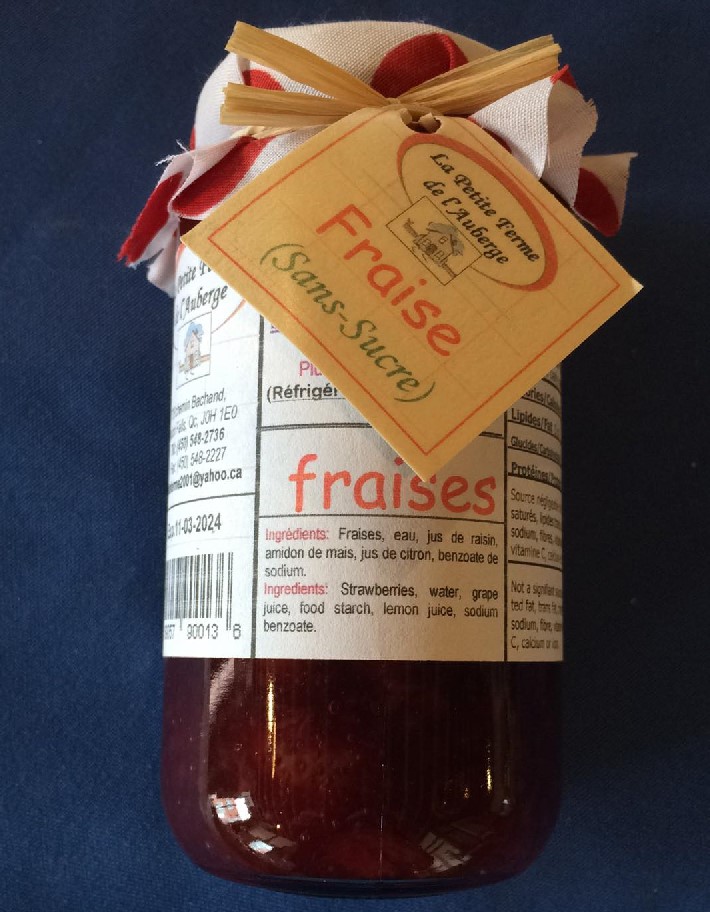 tartinade fraises, sans sucre   Petite ferme de l'auberge   /250ml