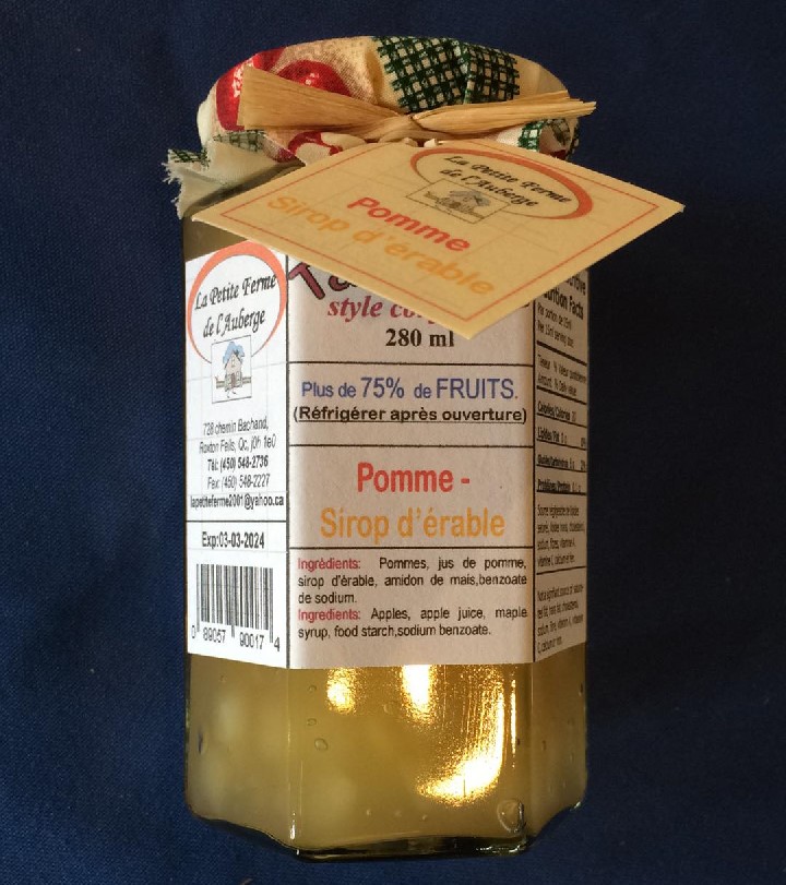 tartinade pommes, sirop d'érable   Petite ferme de l'auberge   /280ml